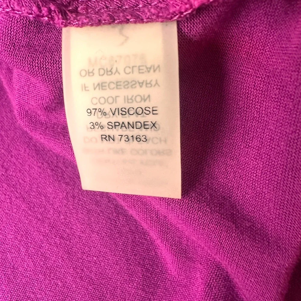 Y2K Cable & Gauge Ruched Sleeve Top Women S Mock Neck Stretch Magenta Barbiecore